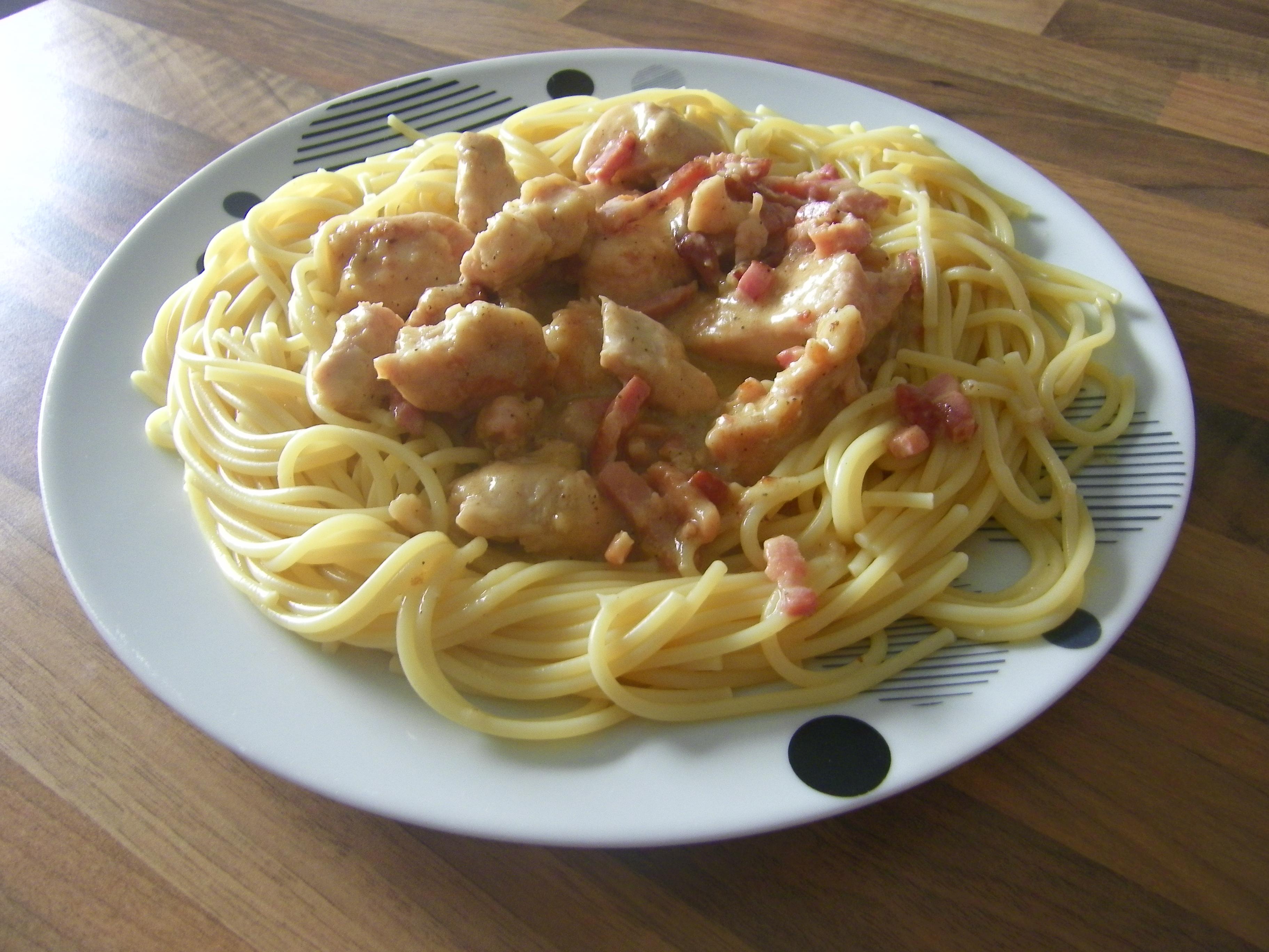 Emincés De Poulet Aux Lardons Et à La Crème.